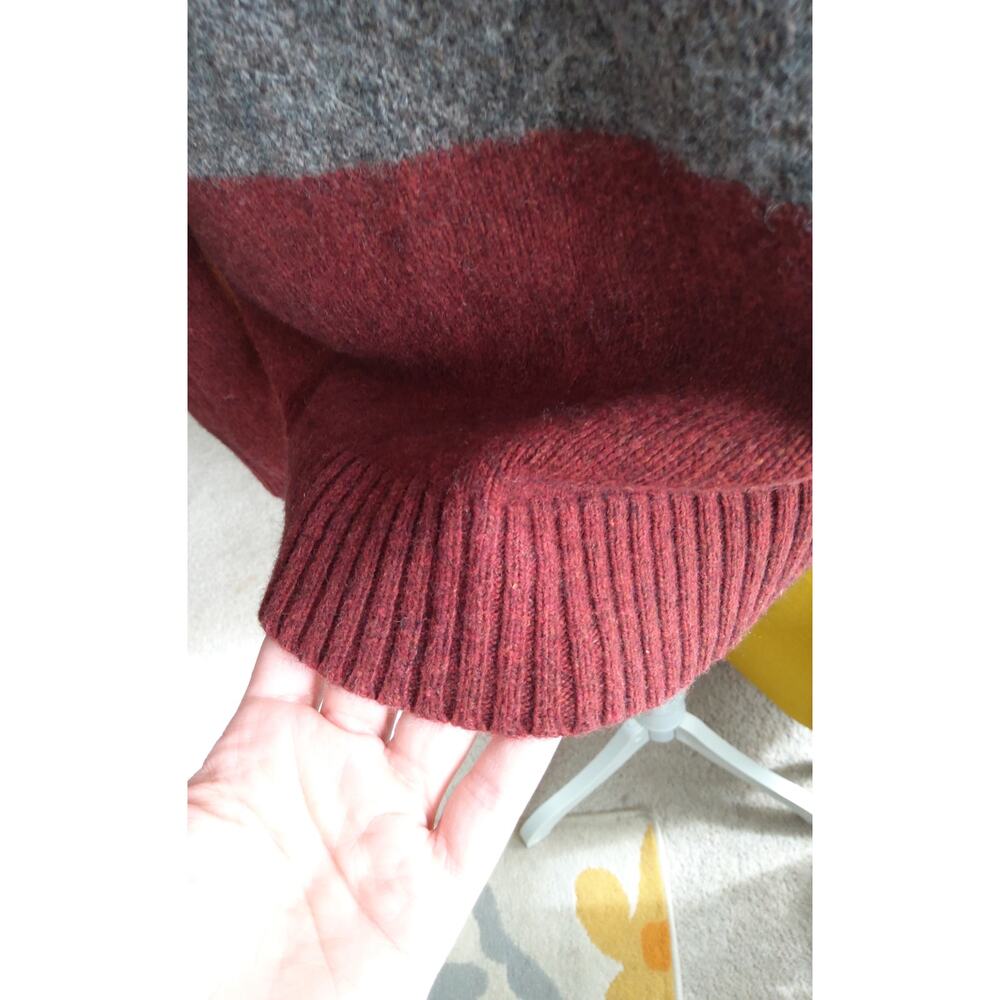 Y2K American Eagle striped preppy sweater sz L maroon gry wool blend  slim - Picture 6 of 9